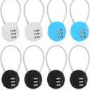 Moxweyeni 8 Pack Combination Wire Lock 3 Digit Small Combo Luggage Number Cable Padlock Outdoor Waterproof Resettable Lock for School Gym Locker Travel Backpack Suitcase Storage (Black, Silver, Blue)