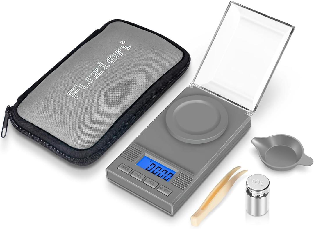 Fuzion Milligram Scale 50g/ 0.001g, mg Scale, Jewelry Scale with LCD Backlit, Tare, Digital Milligram Scale for Powder, Gem, Reloading, Micro Scale (Grey)