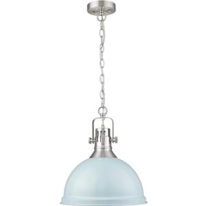 Emliviar 1-Light Large Pendant Light, 14 Inch Industrial Hanging Light, Blue and Brushed Nickel Finish, 4054L SF (Blue)
