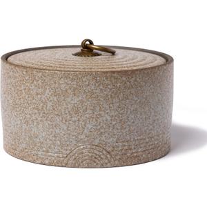 Ceramic Canister,16.9 Oz /500ml Food Storage Jar for Tea,Coffee Beans,Herb,Candy,Spices,Nuts (Stone White)