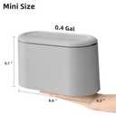 SUBEKYU 0.5 Gal Mini Countertop Trash Can with Lid for Desktop, Small Garbage Can for Office, Tiny Wastebasket, Plastic, Light Grey