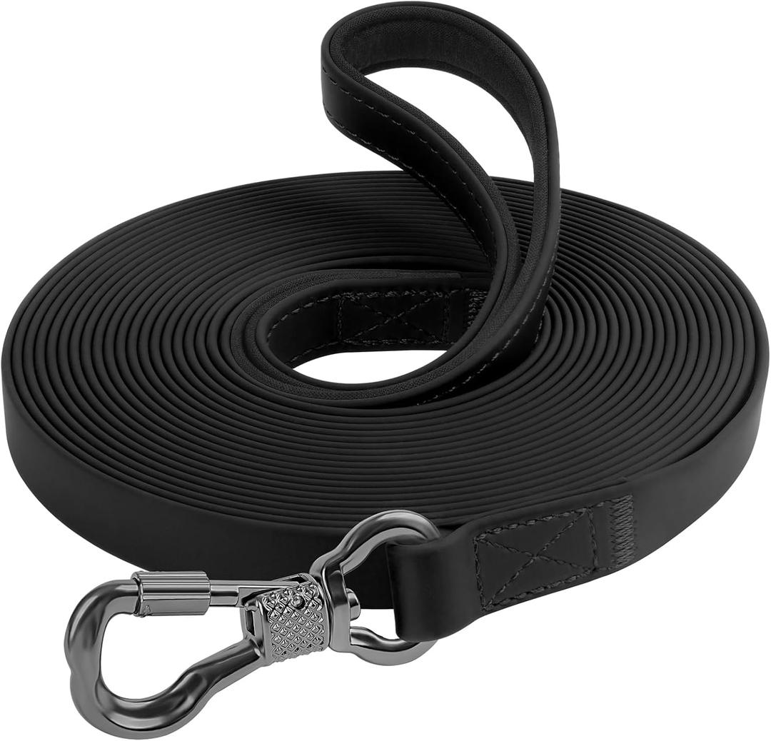 XiaZ Waterproof Long Dog Leash 50 Feet, Training Long Line Lead for Large Medium Small Dogs Outside Walking, Playing, Camping, or Yard (50FT, Black)