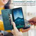 for Samsung Galaxy S24 FE Case, [RFID Blocking] PU Leather Wallet Cover Magnetic Flip Cover Card Holder Kickstand Shockproof Protective Phone Case for Samsung Galaxy S24 FEBlue Green