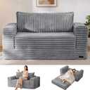 MAXYOYO Convertible Sofa Bed, Pull-Out Loveseat Couch Bed for Small Space | 2 in 1 Folding Couch Bed with Large Back Pillow, Plush Faux Fabric Lounge Couch for Living Room, Apartment, Grey