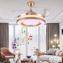 Fandian 42" Smart Ceiling Fans with Lights Remote Control Modern Retractable Bluetooth Speaker Ceiling Fandelier with 7 Dimmable Lighting Colors for Indoor Living/Bedroom