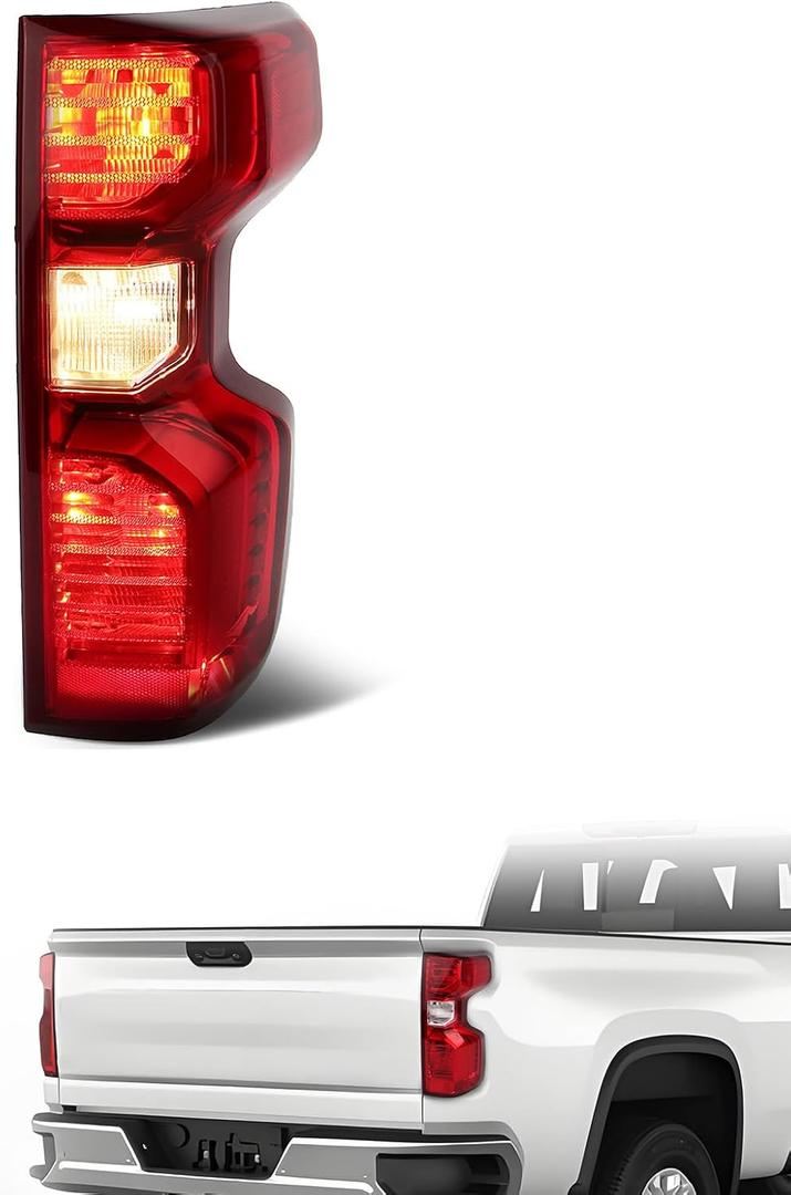 Tail Lights Assembly Halogen Type Compatible with 2019-2026 Chevy Silverado 1500 WT/Custom/Custom Trail BOSS/LT/RST 2020-2023 Silverado 2500HD/3500HD WT/LT with Bulbs Taillights, Right Passenger Side