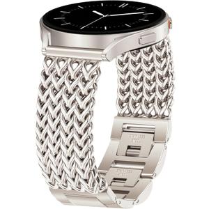 JR.DM Starlight Metal Watch Band Women 20mm Dressy Strap Stainless Steel Chain Bracelet Compatible with Samsung Galaxy Watch 7/6/5/4/Active 2/4 6 Classic/5 Pro/FE 40mm 42mm 43mm 44mm 45mm 46mm 47mm