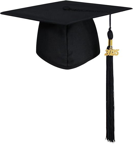 GraduatePro Matte Graduation Cap with 2025 Tassel for Adults High School and Bachelor Master 12 Colors