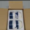 KERMANDO Set of 4 Ceramic Espresso Cups-4 oz, Blue & White Summer Coastline Design, Ideal for Espresso, Coffee, Tea, & More,Small Ceramic Coffee Mugs, Dishwasher & Microwave Safe