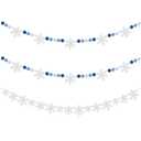Leinuosen 3 Pack 6 ft Snowflake Garland Winter Felt Ball Garland Blue White Pom Balls Banner Cute Snowball Snowflake Christmas Felt Banners Ornaments Hanging String for Home Room Decor Holiday Party