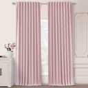 SHINELAND Pink Blackout Curtains 96 Inches Long 2 Panels Blackout for Nursery Baby Room,Back Tab Pleated Light Pink Darkening Window Noise Reducing 8 FT Curtains for Bedroom Living Room
