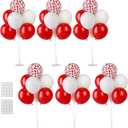 6 Sets Balloon Stand Kits, Balloon Sticks with Base for Table Centerpieces Graduation Birthday Baby Shower Gender Reveal Party Decorations(Red&White)