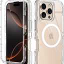 I-HONVA for iPhone 16 Pro Max Case Clear [Non Yellowing] [Compatible with MagSafe] Shockproof 3-Layer Full Body Protection Rugged Heavy Duty Cover Case for Apple iPhone 16 Pro Max 6.9",Clear