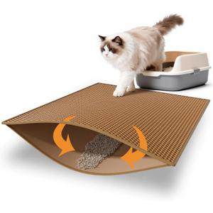 Pieviev Cat Litter Mat Double Layer Waterproof Urine Proof Trapping Mat 1 Pack (30''X24'', Brown)