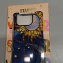 for iPhone 15 Pro Max Case Cute,Aesthetic Stained Glass Moon and Sun Blue Phone Case, Compatible with Magsafe, Trendy Cool Retro Western Protective Slim Silicone Phone Cover for Women Girls
