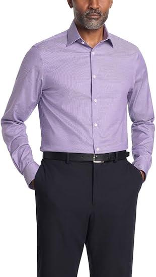 Michael Kors Men's Dress Shirt Comfort Stretch Regular Fit Purple Haze,L