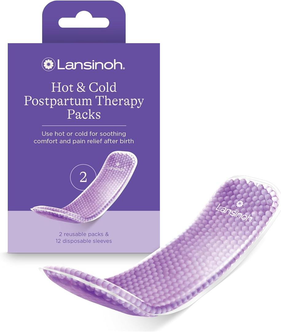 Lansinoh Hot and Cold Postpartum Pads  Reusable Perineal Ice Packs for Postpartum Recovery, Labor & Delivery Essentials, 2 Count
