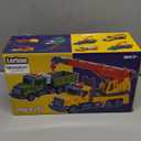 LerBao Large Crane Truck Toys for 3 4 5 6 7 8 Year Old Boys, Truck with Loading Crane,Lights and Sounds Vehicles Toy for Kids Childs Toddlers Christmas Birthday Gift