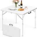 34" Square Folding Table with Built in Handle & Steel Legs, Heavy Duty Portable Card Table, Foldable Tables Perfect for Party, Dining, Wedding, Events, Picnic Indoor, Outdoor, Camping, Utility