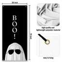 Likjad Boo Ghost Door Cover Decorations, Spooky Ghost Doorway Curtains Door Covers Banners Photography Background Backdrop for Indoor Outdoor Halloween Party Decor, 35 * 79 Inch