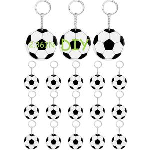 Taiyin 18 Pack Large Size Soccer Acrylic Keychain Bulk with 1 Black Marker for DIY Sublimation Vinyl Sticker DIY Craft for Personalized Soccer Party Favor Gift Fillers Bag Team Gift Birthday Ornament