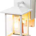 Outdoor Lights with GFCI Outlet, Dusk to Dawn Front Porch Lantern, Waterproof Exterior Light Fixture, Mate White Outdoor Wall Sconce Wall Mount Outside Patio Lighting for House, Garage