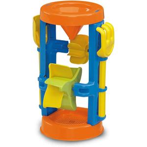 American Plastic Toys Kids’ Sand and Water Wheel Tower, Flowing Sand and Water, Built-in Top Funnel, Sieve, and Wheels, Shovel and Rake Included, Liquids, Combination, for Ages 18+ Months