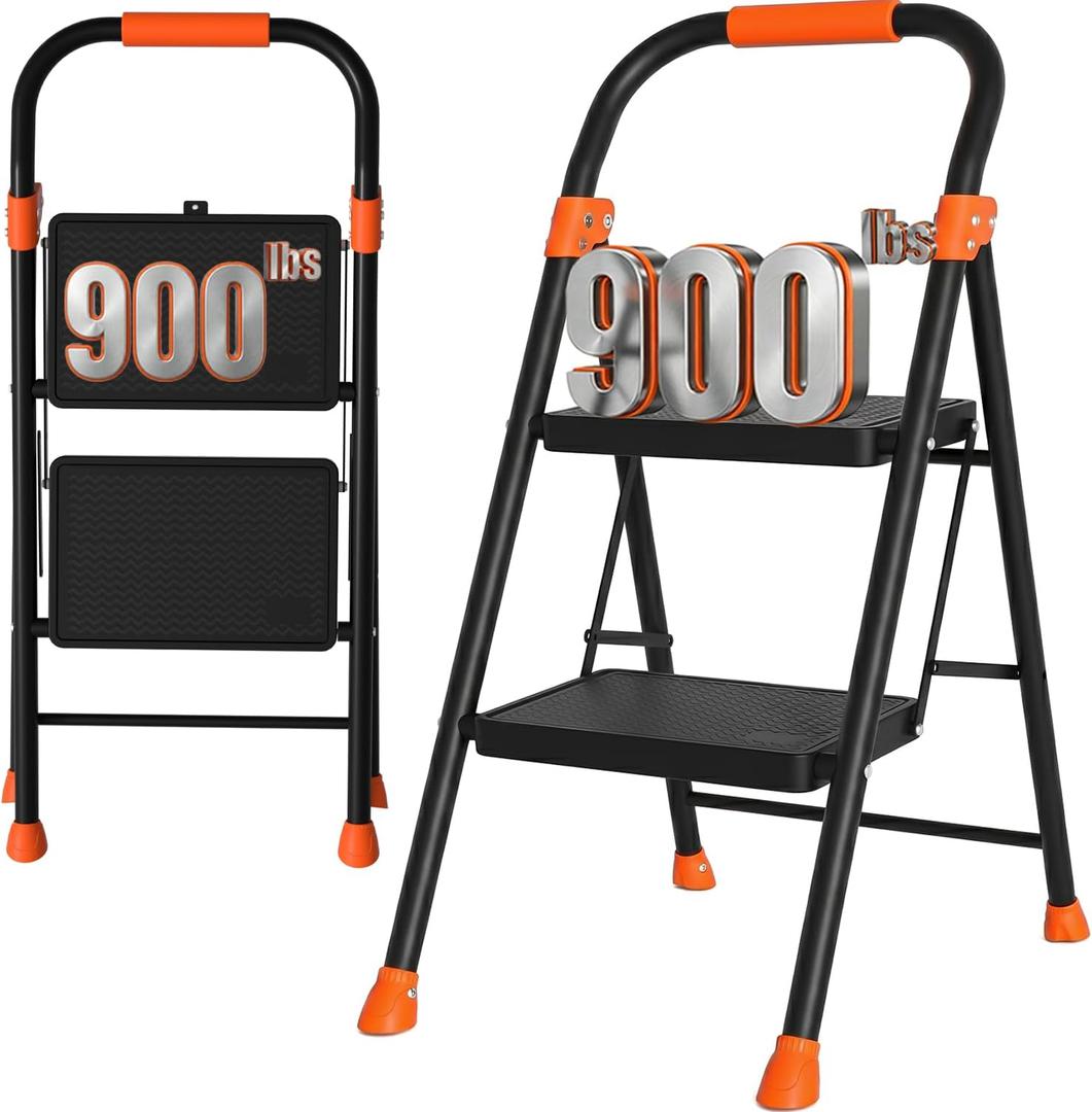 2 Step Ladder,900 lbs Capacity Heavy Duty Step Stool with Safety Lock