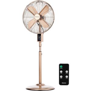 Holmes 16" Copper Digital Metal Stand Fan, 75 Oscillation, 3 Speeds, 4 Blades, 3 Modes, 7.5-Hour Timer, Adjustable Height, 20 Head Tilt, Ideal for Home, Bedroom or Office, Remote Control