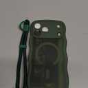 DOMAVER for iPhone 17 Pro Max Case for Women, 1X Screen Protector+1X Wrist Strap, [Compatible with MagSafe] [Full Camera Protection] Cute Wave Matte Phone Case for iPhone 17 Pro Max, Deep Green