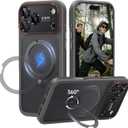 for iPhone 17 Pro Max Case: 360 Spin Magnetic Stand, Camera Protection (Compatible with MagSafe) [18FT Military Protection] Shockproof Matte Translucent Phone Cover for iPhone 17 Pro Max 6.9", Gray