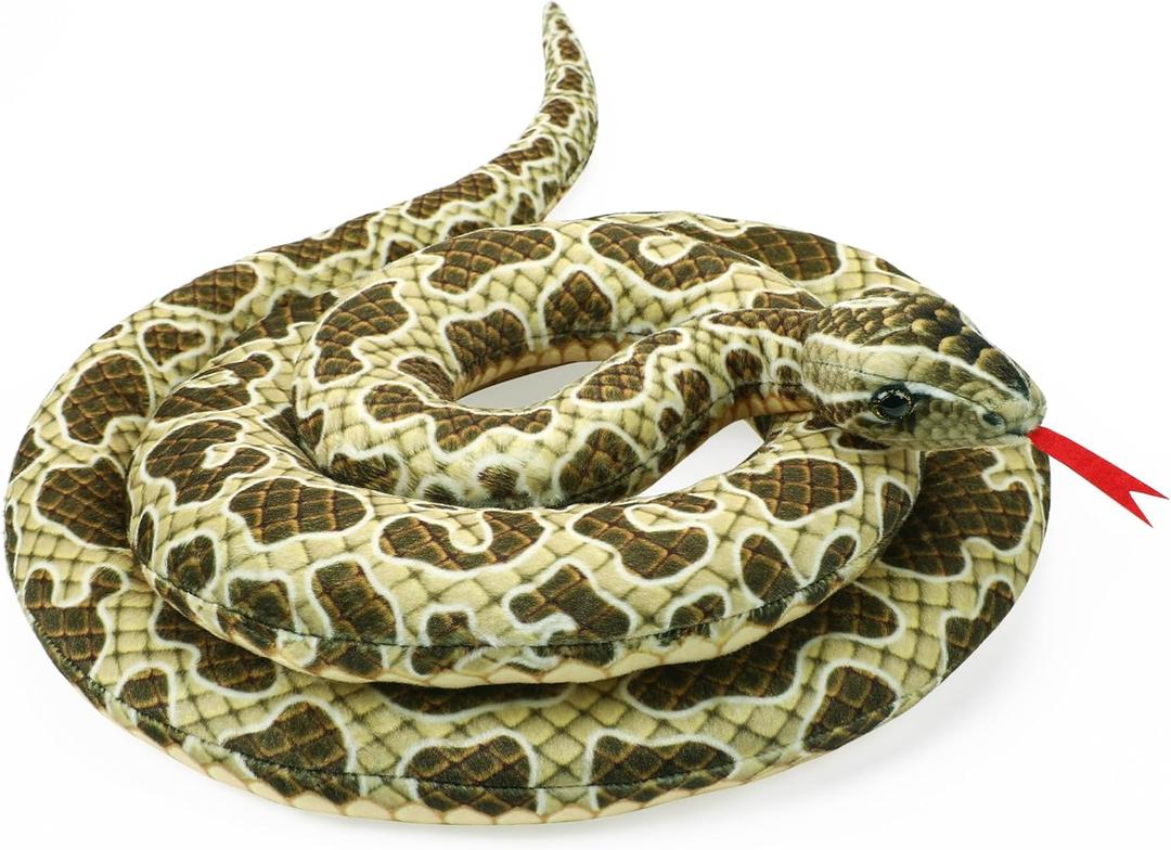 Romart Realistic Snake Stuffed Animal: 67-inch Large Lifelike Snake Plush Toy Long Giant Stuffed Animals Snake Plushie Gifts for Kids Boys Girls Christmas, Wild Animals Party Decor (Brown)