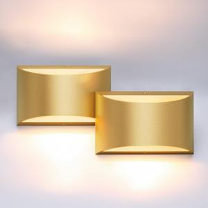 Aipsun Gold Wall Sconce Indoor Wall Lights Hardwired Set of 2 Up and Down Wall Mount Light for Living Room Bedroom Hallway Corridor Conservatory Warm White 3000K(with G9 Bulbs) (2 Pack, Warm light-Gold Aluminum)