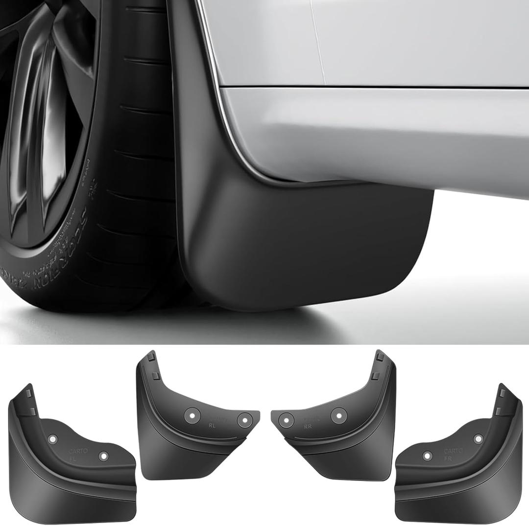 Upgrade Tesla Model Y Mud Flaps [No Drilling Required] All-Weather Mud Guard Body Kits for Tesla Model Y 2020-2025 Accessories, [No Fit New Y Juniper], Black (Set of 4)