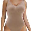 SHAPERX Women's Shaping Mid-Thigh Bodysuit Tummy Control Shapewear Seamless Full Body Shaper