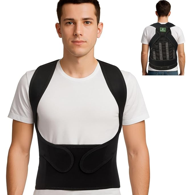 Fitgonomic Posture Corrector For Back Support, Adjustable Full Back Brace For Men & Women, Shoulder, Upper And Lower Back Pain Relief, Lumbar Support

(Black, Large, Waist 36"-42")