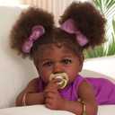 ADFO Reborn Black Baby Dolls -22 Inches Soft Body Realistic Baby Dolls Girl, Caramel Skin Tone Real Life Baby Doll with Feeding Kit & Toy Accessories Gift for Kids Age 3