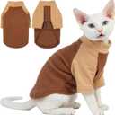 T'CHAQUE Cat Pajamas - Soft Cat Clothes& Shirts & Pajamas with Sleeves, Stretchy Sweater, Pullover Kitten Clothes, Dark Brown, Large