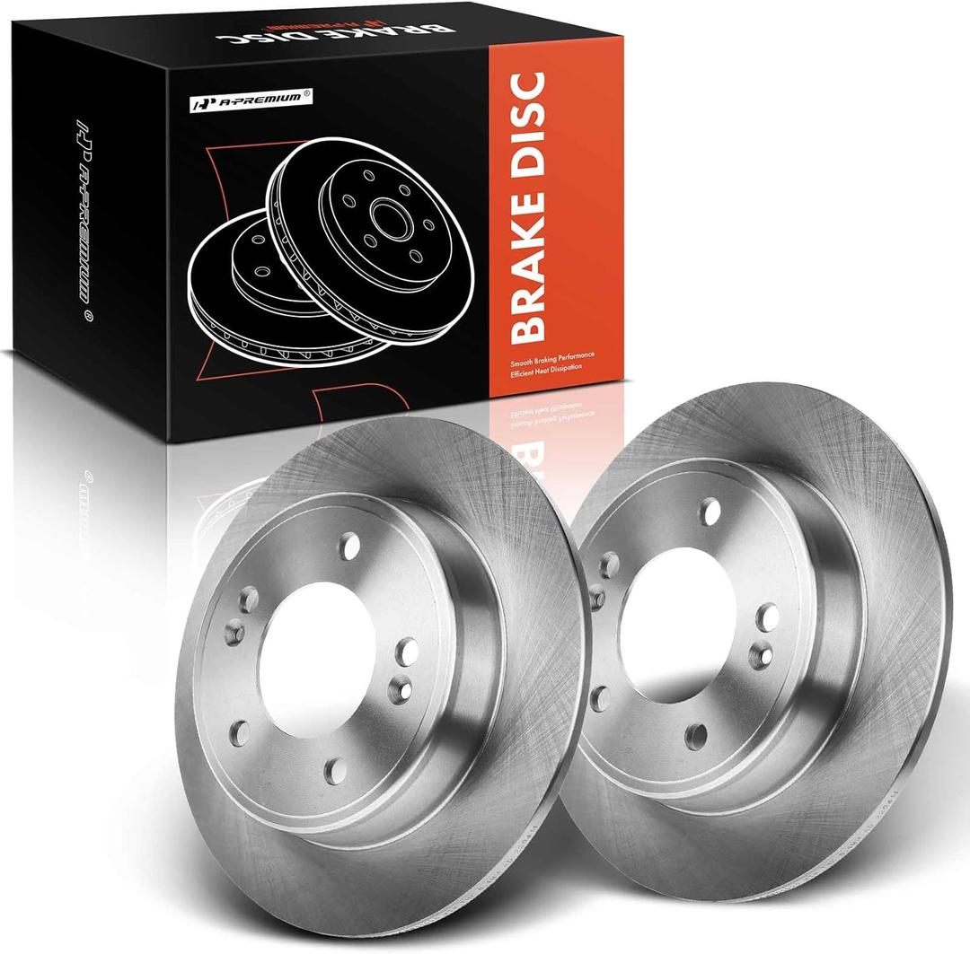 A-Premium 10.31 inch (261.9mm) Rear Solid Disc Brake Rotors Compatible with Select Kia and Hyundai Models - Elantra, Elantra GT, Kona, Veloster, Venue, Forte, Forte Koup, Forte5, Soul, 2-PC Set