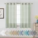 H.VERSAILTEX Linen Curtains Natural Linen Blended Curtain Panels for Living Room/Light Reducing Linen Semi Sheer Curtains 54 inch Length 2 Panels Set Nickel Grommet Window Panels, Sage
