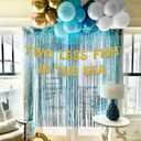 Two Less Fishin the Sea Gold Banner Balloons Blue Curtain for Nautical Theme Engagement Party Beach Wedding Anchor Cruise Banner Decorations