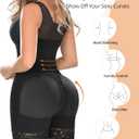 YIANNA Fajas Colombianas Shapewear for Women Tummy Control Post Surgery Full Body Shaper Butt Lifter with Zipper Crotch (Black, L)