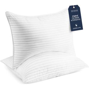 Beckham Hotel Collection Bed Pillows Standard/Queen Size Set of 2 - Original Down Alternative Pillow for Sleeping - Bedding for Back, Stomach or Side Sleepers (Queen / Standard, White)