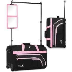 Dance Bag with Garment Rack, 23" Rolling Dance Suitcase Competition Duffle Bag with Garment Rack & Wheels | Versatile Compartments, Upgraded Stable System for Dance Shows, Travel, Cheer, Recital