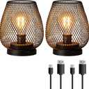 NEEDOMO 2 Pack Rechargeable Lamp Outdoor Table Lantern, Cordless Table Lantern with Timer Mode, Vintage Decorative Lights Cordless Lamp Indoor Outdoor Patio Bedroom Living Room with LED Bulb