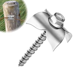 304 Stainless Steel Fence Staples, 100 pcs Reusable Fence Nails for Softwood, Fence Fasteners with Wire Fixer for Mesh and Woven Fencing