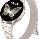 Adorve Slim Metal Strap Compatible with Galaxy Watch 7 Band, Galaxy Watch 6 Band, 5/4/FE/Pro/Classic/Active 2, 20mm Replacement Strap for Samsung Watch Bands for Women with Unique Design