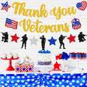 2 x Thank You Veterans Banner Happy Veterans Day Decorations America Patriotic Military Soldier Army Theme Dcor We Are So Proud of You Veterans Day Party Supplies Glitter Gold