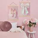 UNCDLV Coquette Pink Bow Ballerina Shoes Poster Hanger Frame, Pastel Preppy Girly Canvas Wall Art, Aesthetic Pink Ballet Wall Decor for Nursery Girls Room Dorm Apartment, 12x16 Inch Set of 2