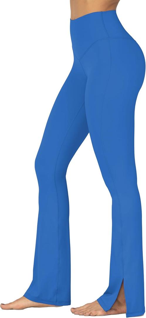 Sunzel Sunzfly Split Hem Flare Leggings for Women, High Waisted Casual Bootcut Flared Yoga Pants with Tummy Control (X-Large, Classic Blue)